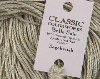 Belle Soie, Sagebrush, Classic Colorworks, 5 YARD Skein, Hand Dyed Silk, Embroidery Silk, Counted Cross Stitch, Embroidery Thread