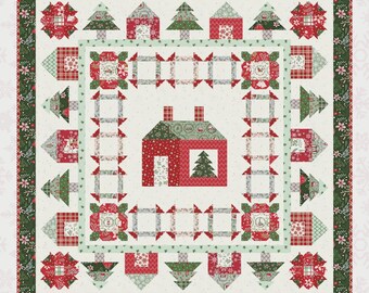 Quilt Pattern, Holly Lane, Christmas Decor, Pieced Blocks Quilt, Fat Quarter Friendly, Beverly McCullough, Flamingo Toes, PATTERN ONLY