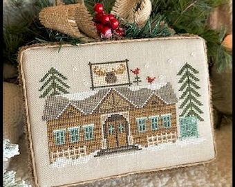 Counted Cross Stitch Pattern, Big Moose Lodge, Winter Decor, Cardinals, Winter Cabin, Little House Needleworks, PATTERN ONLY