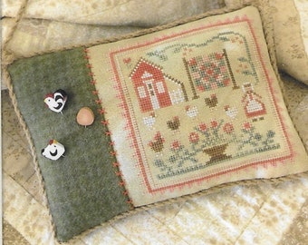 Counted Cross Stitch Pattern, The Rooster and the Hens, Farmhouse Decor, Pillow Ornament, Chickens, Little House Needleworks, PATTERN ONLY