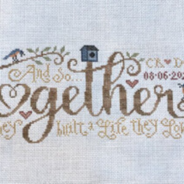 Counted Cross Stitch Pattern, Built on Love, Wedding, Anniversary, Personalize, Birdhouse, Bluebirds, Silver Creek Samplers, Pattern ONLY