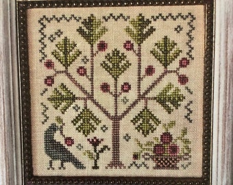 Counted Cross Stitch Pattern, Apple Orchard, Apple Tree, Apple Basket, Bird, Apples, Garden Decor, Blackbird Designs, PATTERN ONLY