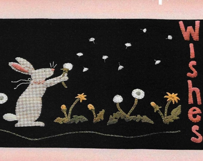 Wool Applique Pattern, Dandelion Wishes, Wool Applique Table Runner