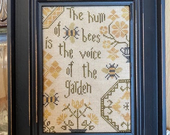 Counted Cross Stitch Pattern, Quaker Bees, Spring Bees, Summer Decor, Quaker Flower Motifs, From the Heart, NeedleArt by Wendy, PATTERN ONLY