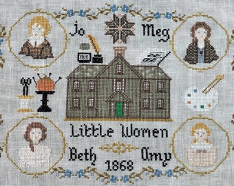 Counted Cross Stitch Pattern, Little Women, Flower Motif Border, March Sisters, Tribute, Twin Peak Primitives, PATTERN ONLY