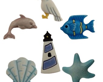 By the Sea, Fun in the Sun, 3D Collection, Summer Beach Decor, Sewing Embellishment, Dolphin, Lighthouse, Buttons Galore & More, FN108
