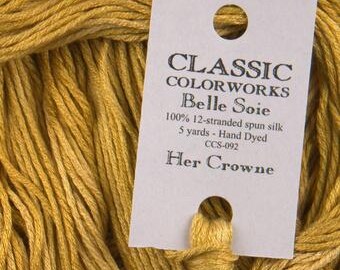 Belle Soie, Her Crowne, Classic Colorworks, 5 YARD Skein, Hand Dyed Silk, Embroidery Silk, Counted Cross Stitch, Embroidery Thread