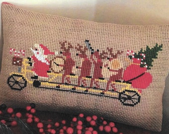 Counted Cross Stitch Pattern, Noel Ride, Christmas Decor, Santa Claus, Reindeer, Country Rustic, Twin Peak Primitives, PATTERN ONLY