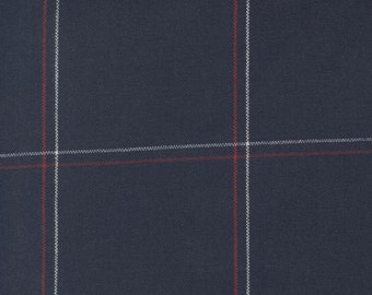 Moda, 100% Cotton Toweling, Navy Toweling Fabric, Americana Window Pane, 16" Wide, Pre-Hemmed on Side Edges, By the Yard, 920-285