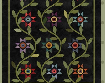 Quilt Pattern, Star Vines, Twin Size Quilt, Wool Applique Quilt, Country Chic, Bonnie Sullivan, All Through the Night, PATTERN ONLY