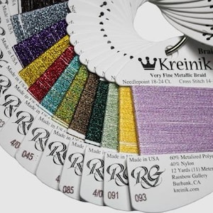 Kreinik, Metallic Braid, #4 Very Fine, Embroidery Thread, Embroidery, Cross Stitch Thread, Needlepoint, Machine Embroidery, Embellishment