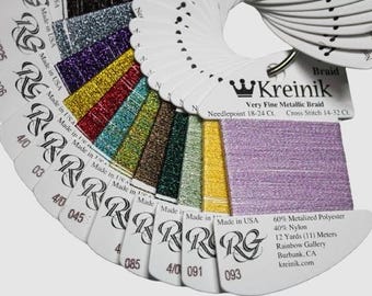 Kreinik, Metallic Braid, #4 Very Fine, Embroidery Thread, Embroidery, Cross Stitch Thread, Needlepoint, Machine Embroidery, Embellishment