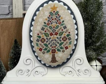 Counted Cross Stitch, Winter Tree, Christmas Decor, Pillow Ornament, Bowl Filler, Stars, Snowflakes, Erin Elizabeth Designs, PATTERN ONLY