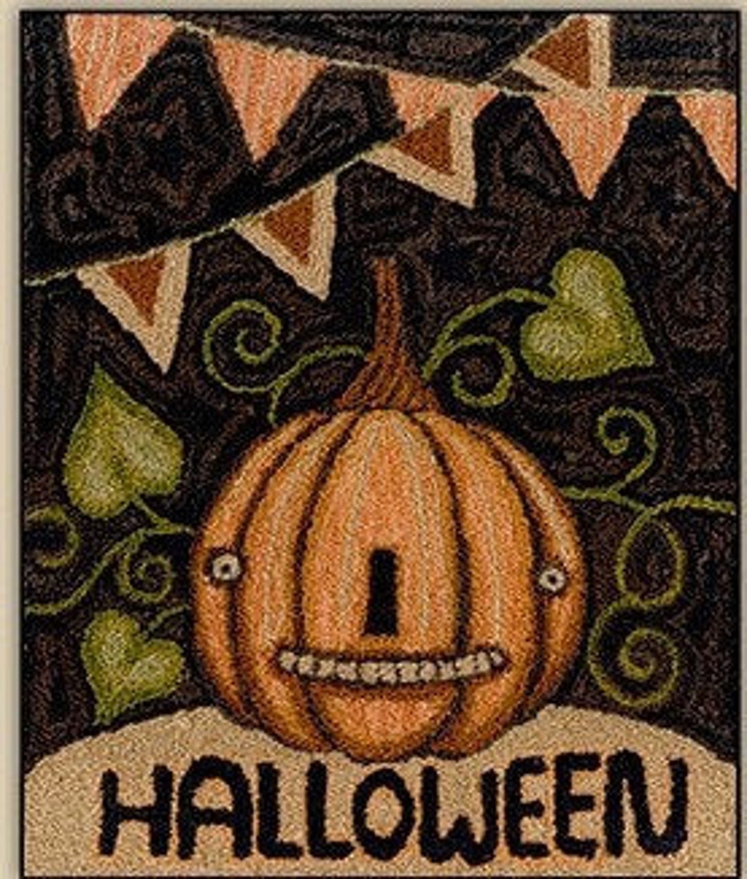 Punch Needle Pattern, Halloween Jack, Primitive Decor, Halloween Decor