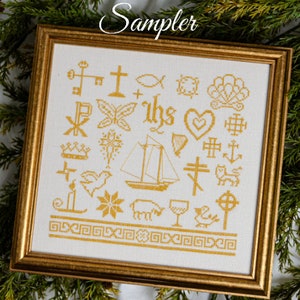 Counted Cross Stitch Pattern, Chrismons Motif Sampler, Christmas Decor, Ornaments, Sampler, Erica Michaels, PATTERN Only
