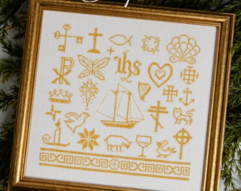 Counted Cross Stitch Pattern, Chrismons Motif Sampler, Christmas Decor, Ornaments, Sampler, Erica Michaels, PATTERN Only