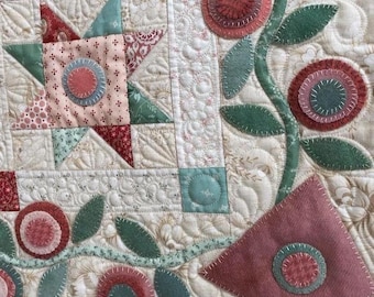 Quilt Pattern, Peppermint Pennies, Wool Applique, Applique Stars, Scrap Quilt, Wall Hanging, Pansy Patch Quilts and Stitchery, PATTERN ONLY