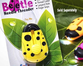 Needle Beetle, Needle Threader, Lighted Needle Threader, LED Light, Sewing Accessory, Yellow Threader, Pink Threader, Orange Threader