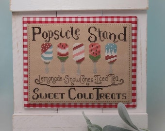 Counted Cross Stitch Pattern, Popsicle Stand, Summer Decor, Ice Snacks, Summer Treats, Sweet Cold Treats, KiraLyn's Needlearts. PATTERN ONLY