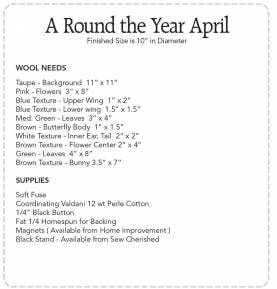 A Round the Year Wool Applique - April - 705333563344