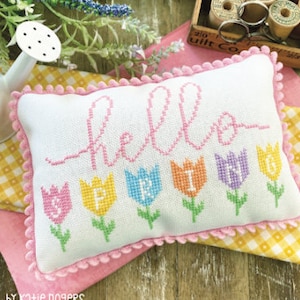 Counted Cross Stitch Pattern, Hello Spring, Hello Series, Spring Decor, Tulips, Primrose Cottage Stitches, PATTERN ONLY