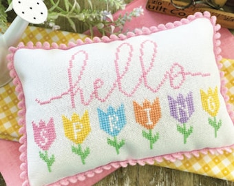 Counted Cross Stitch Pattern, Hello Spring, Hello Series, Spring Decor, Tulips, Primrose Cottage Stitches, PATTERN ONLY