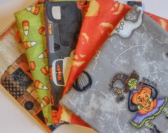 Candy's Corn Patch, Fat Quarter Frenzy, Halloween Fat Quarters, Glow Fabrics, Black Cats, Pumpkins, Fat Quarter Prepackaged Assortments