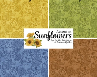 Quilt Fabric, Accent Floral, Floral Blender, Quilters Cotton, Accent on Sunflowers, Blender Fabric, Jackie Robinson, Animas Quilts, Benartex