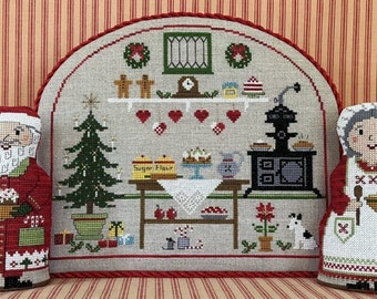 Counted Cross Stitch Pattern, Christmas Kitchen, Whimsical Decor, Country Chic, Christmas Decor, Santa, The Needle's Notion, PATTERN ONLY