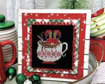 Counted Cross Stitch Pattern, Perfect Hot Cocoa, Elf, Christmas Decor, Primrose Cottage Stitches, PATTERN ONLY