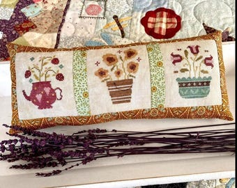 Counted Cross Stitch, The Potting Bench, Flowerpots, Bench Pillow, Bowl Fillers, Teapot, Emily Pengelly, Blueberry Ridge, PATTERN ONLY