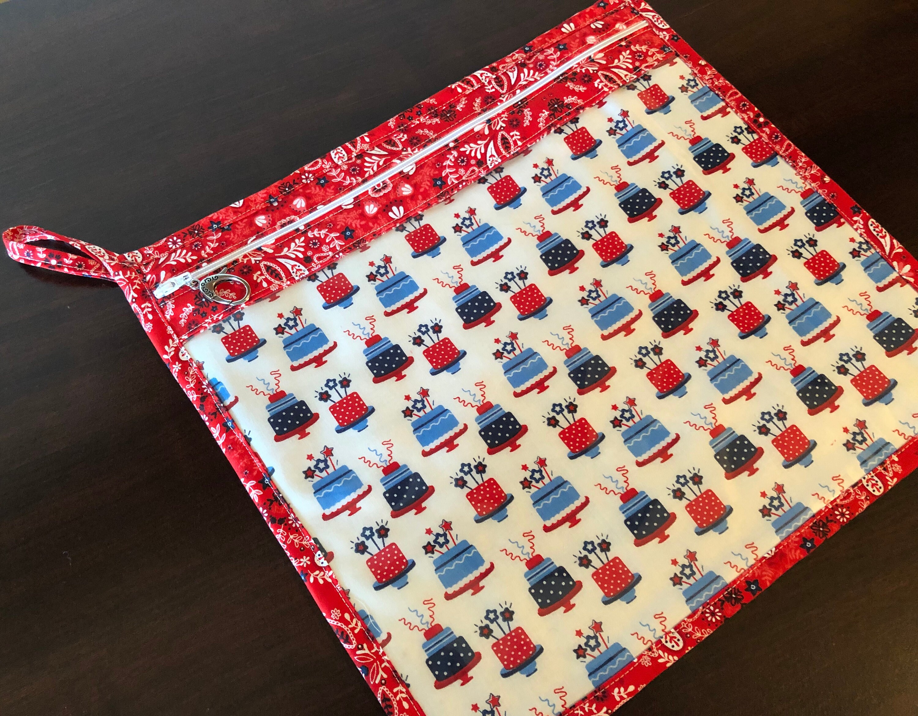 Project Bag, Vinyl Pocket Bag, Zippered Project Bag, Cross Stitch Bag