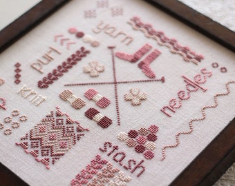 Counted Cross Stitch Pattern, A Knitter's Sampler, Knitting, Yarn, Sampler, Knitting Needles, October House Fiber Arts, PATTERN ONLY