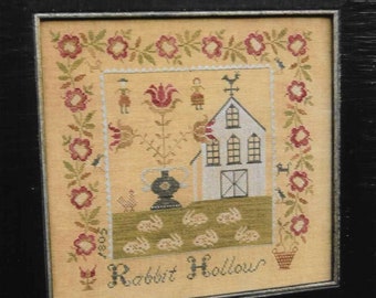 Counted Cross Stitch Pattern, Rabbit Hollow Farm Sampler, Colonial Style Needlework, Primitive Decor, Reproduction, Stacy Nash, PATTERN ONLY