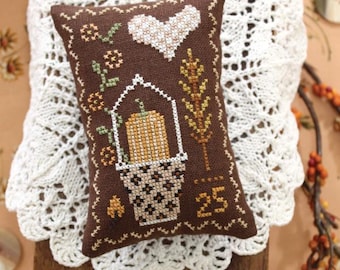 Counted Cross Stitch Pattern, Heartfelt Thanksgiving, Fall Decor, Cottage Decor, Pumpkin, Heart, October House Fiber Arts, PATTERN ONLY