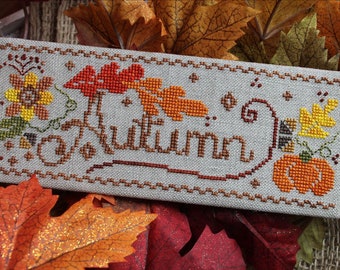 Counted Cross Stitch Pattern, Autumn Fling, Pumpkins, Acorns, Banner, Autumn Decor, Fall Decor, Inspirational, Luhu Stitches, PATTERN ONLY