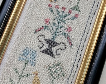 Counted Cross Stitch Pattern, Motif Sampler 1820s, Reproduction Sampler, Flower Motifs, Pillow Ornaments, The Wishing Thorn, PATTERN ONLY
