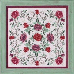Counted Cross Stitch, Rosaceae, The Rose Mandala, Roses, Garden Decor, Rose Vines, Mandala, Cheryl Granda, Glendon Place, PATTERN ONLY