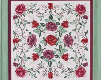 Counted Cross Stitch, Rosaceae, The Rose Mandala, Roses, Garden Decor, Rose Vines, Mandala, Cheryl Granda, Glendon Place, PATTERN ONLY