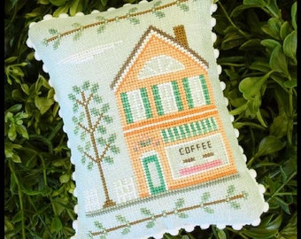 Counted Cross Stitch, Main Street Coffee Shop, Cottage Decor, Main Street Series #4, Country Cottage Needleworks, PATTERN ONLY