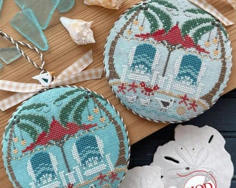 Counted Cross Stitch Pattern, Toes in the Sand, Beach Decor, Seagulls, Palm Trees, Ornaments, Hands on Design, PATTERN ONLY