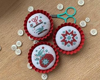 Counted Cross Stitch Pattern, Ethel's Sewing Tart Tins, Pillow Ornament, Bowl Filler, Primitive, Stitches by Ethel, PATTERN ONLY