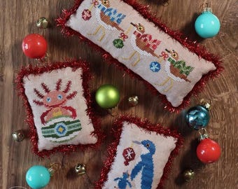 Cross Stitch Pattern, Merry Menagerie 2024, Bowl Fillers, Pillow Ornaments, The Blue Flower, PATTERN ONLY