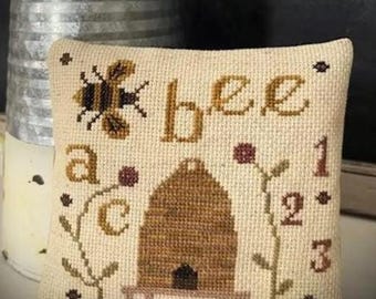 Counted Cross Stitch Pattern, A Bee C Beeskep, Cross Stitch, Beehive, Bees, Garden Decor, Bird in the Hand Prims, PATTERN ONLY