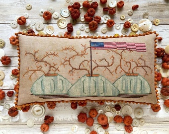 Counted Cross Stitch, Bittersweet Fall, American Flag, Patriotic, Rebecca Noland, Lucy Beam, Love in Stitches, PATTERN ONLY