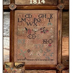 Counted Cross Stitch, Sarah Allen 1814, Quaker Inspired Sampler, Recreation Sampler, Queen Stitch Motifs, NeedleWork Press, PATTERN ONLY