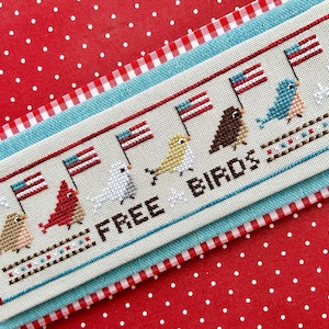 Counted Cross Stitch Pattern, Free Birds, Patriotic Decor, Americana, American Flags, Stars and Stripes, Sweet Wing Studio, PATTERN ONLY