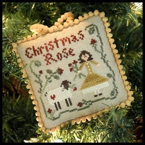 Counted Cross Stitch Pattern, Christmas Rose, Christmas Ornament, Sampler Tree, Ornament, Christmas, Little House Needleworks, PATTERN ONLY
