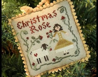 Counted Cross Stitch Pattern, Christmas Rose, Christmas Ornament, Sampler Tree, Ornament, Christmas, Little House Needleworks, PATTERN ONLY