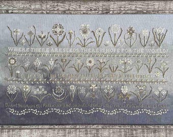 Counted Cross Stitch Pattern, Nature, Floral Motifs, Verse Sampler, Tribute Sampler, Line Sampler, Karen Kluba, Rosewood Manor, PATTERN ONLY